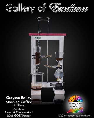 3rd Place | Amateur | Blown and Flameworked | Grayson Bailey - Morning Coffee