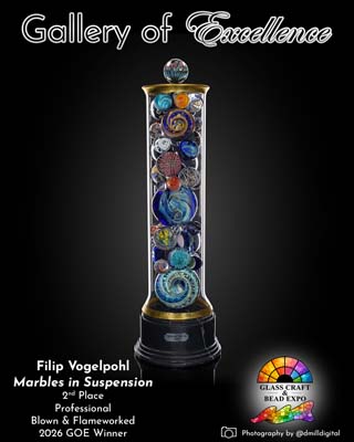 2nd Place | Professional | Blown and Flameworked | Filip Vogelpohl - Marbles in Suspension