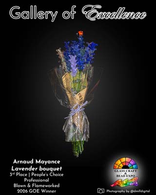 3rd Place & People's Choice | Professional | Blown and Flameworked | Arnaud Mayance - Lavender bouquet