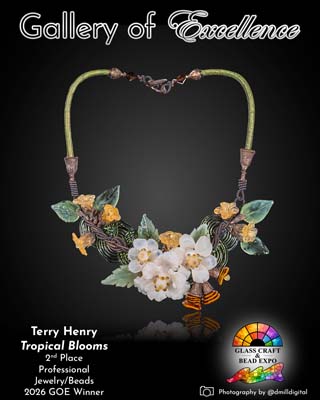 2nd Place | Professional | Jewelry/Beads | Terry Henry - Tropical Blooms