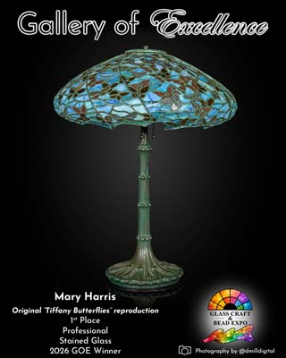 1st Place | Professional | Stained Glass | Mary Harris
                          - Original “Tiffany Butterflies” reproduction